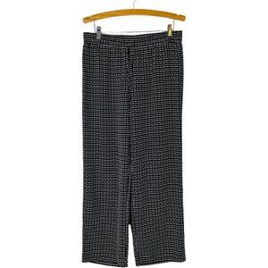 Loft black white polka dots wide leg ankle palazzo pants medium